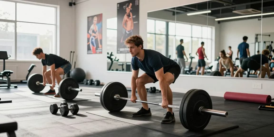 Aktiver Athlet im Selliza Shop beim Training im Fitnessstudio, motivierende Atmosphäre und perfekte Technik.