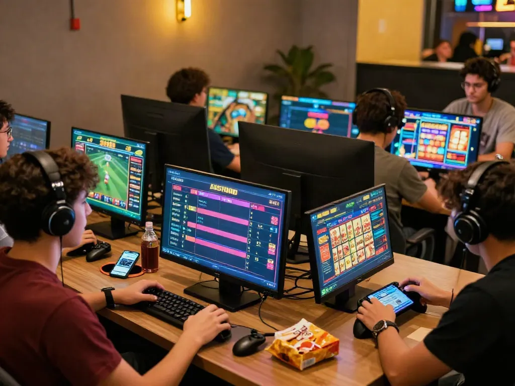 Engaging SV88 online gaming scene with diverse players celebrating wins in an exciting atmosphere.