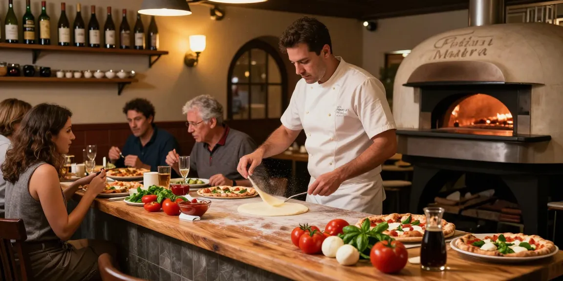 Delicious pizza making process at Pizzeria Madera featuring vibrant ingredients, embodying authentic Italian cuisine and pg soft flavor.