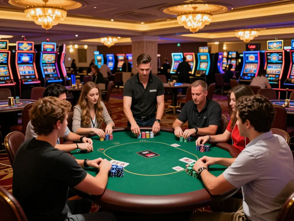 Fesselndes Pokerspiel mit Freunden in einem Casino, das Immobilienmakler Frankfurt Sachsenhausen in strategischem Gameplay zeigt.