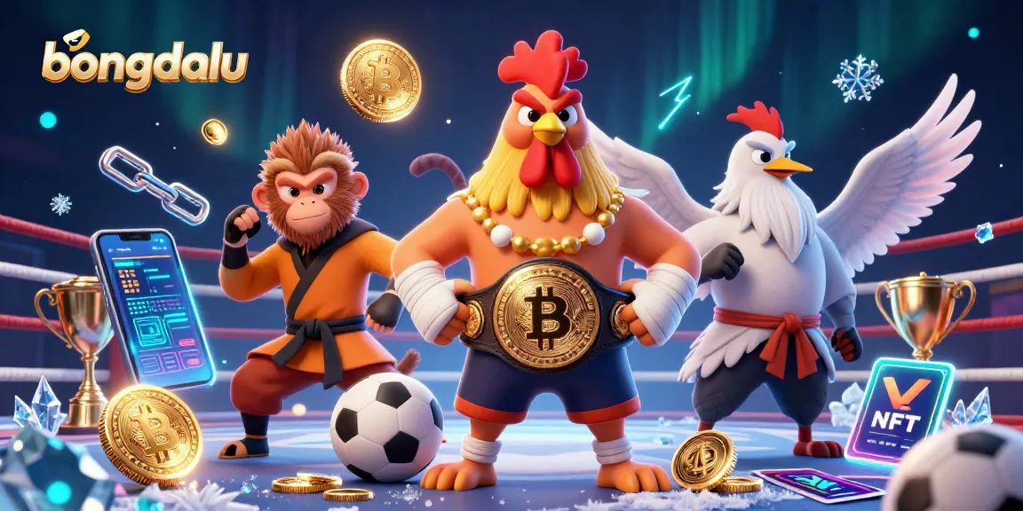 Bet on Bongdalu with a vibrant scene featuring a Muay Thai rooster, monkey martial artist, and sports betting elements.