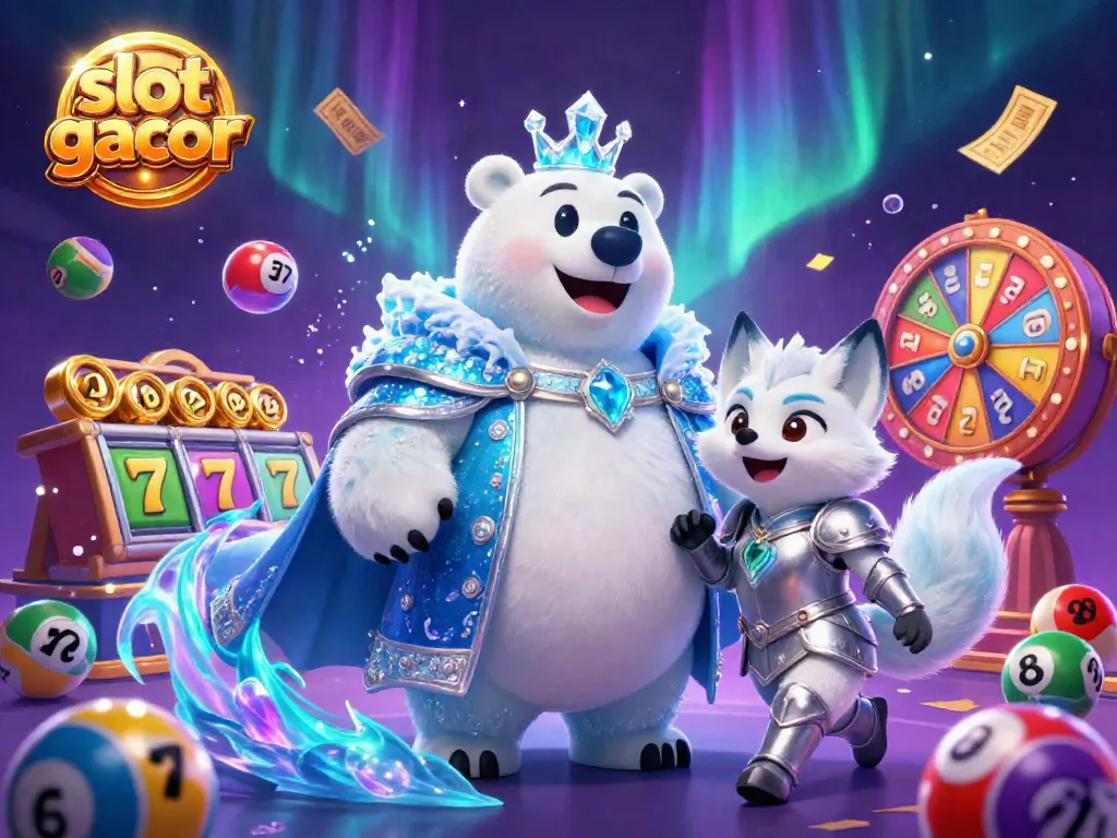 Experience thrilling gameplay with slot gacor in this exciting 3D casino scene featuring a polar bear and fox.