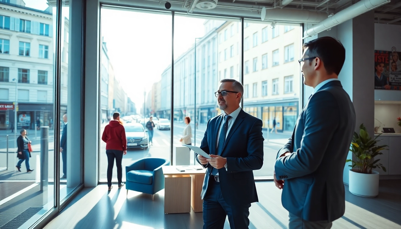 Immobilienmakler Frankfurt Eckenheim berät Kunden in modernem Büro mit viel Licht.