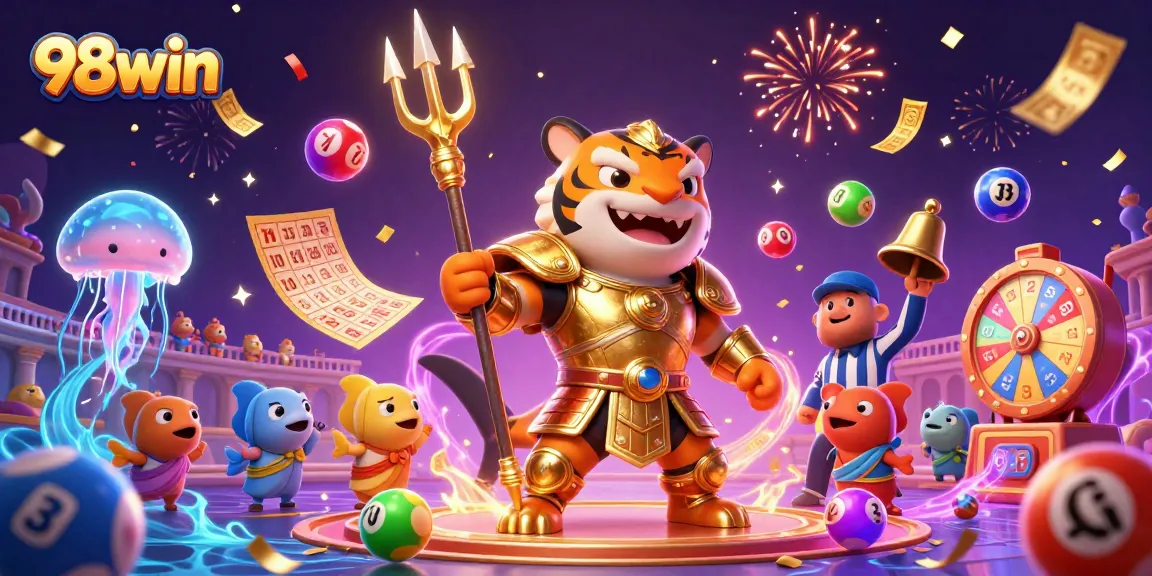 Experience thrilling gameplay with 98win in a vibrant, 3D underwater casino scene.