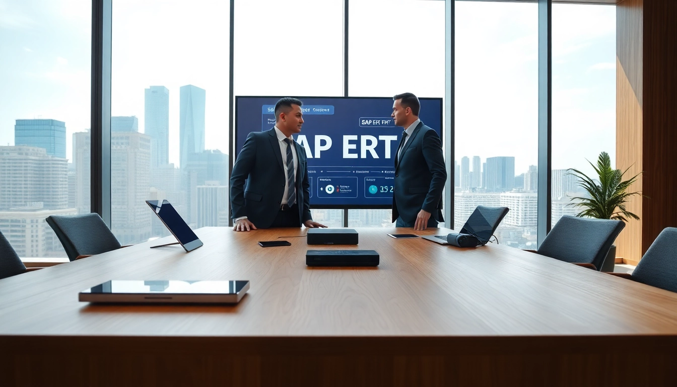 Effiziente Besprechung zur Implementierung von SAP ERP in einem modernen Buero.