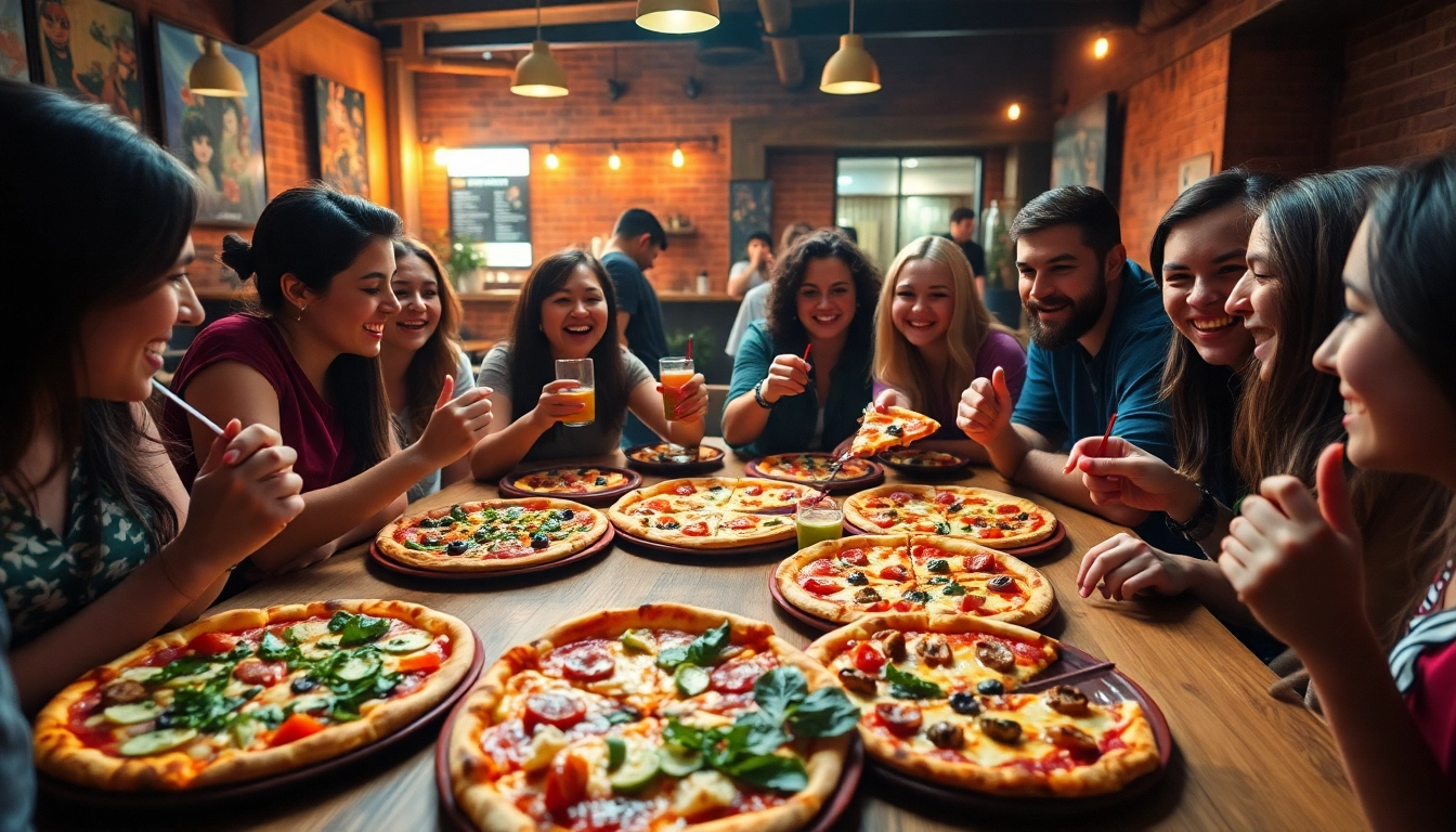 Pizzanap experience with friends enjoying delicious pizza slices, capturing joy and community.