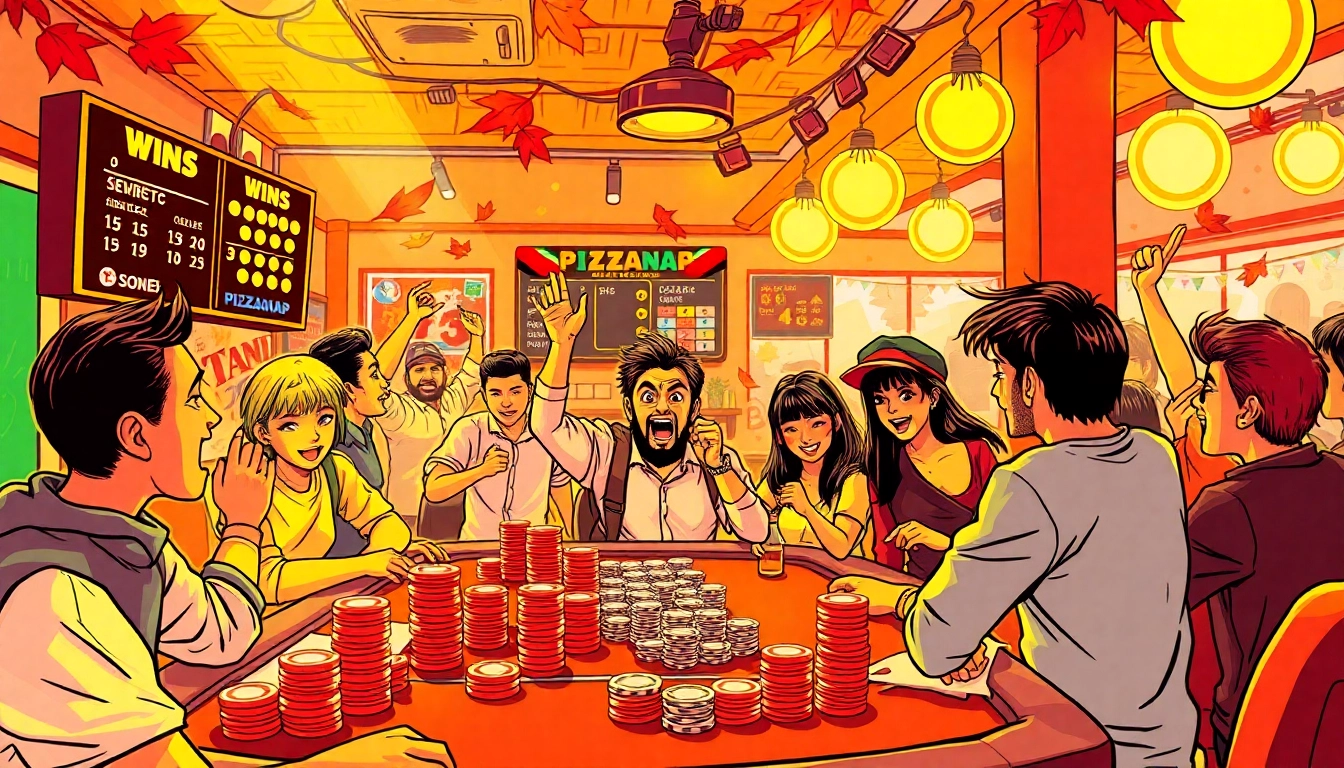 Enthusiastic players enjoying a vibrant Pizzanap atmosphere filled with excitement.