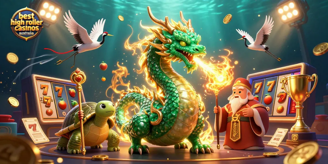 Experience the best high roller casinos Australia with dynamic 3D illustration showcasing slot games and vibrant casino elements.