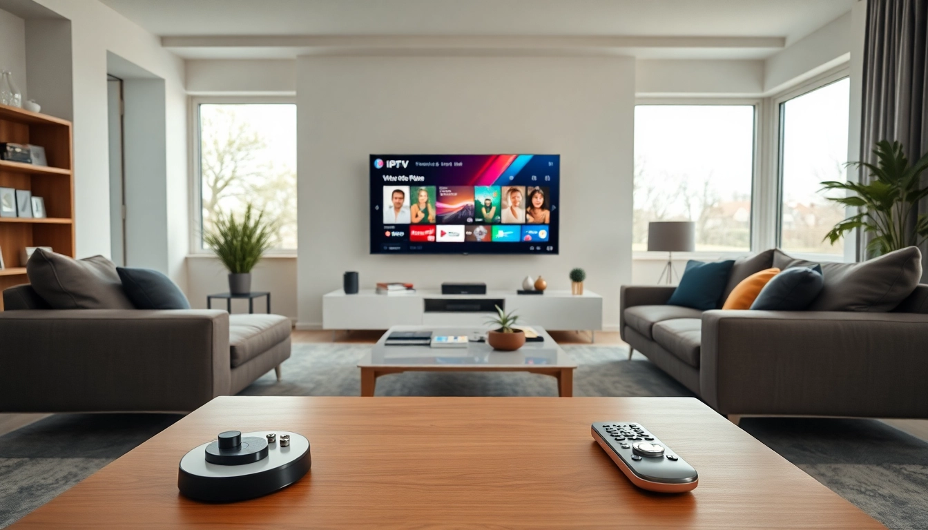Erleben Sie IPTV modernes Fernsehen in einem modernen Wohnraum mit elegantem Design.