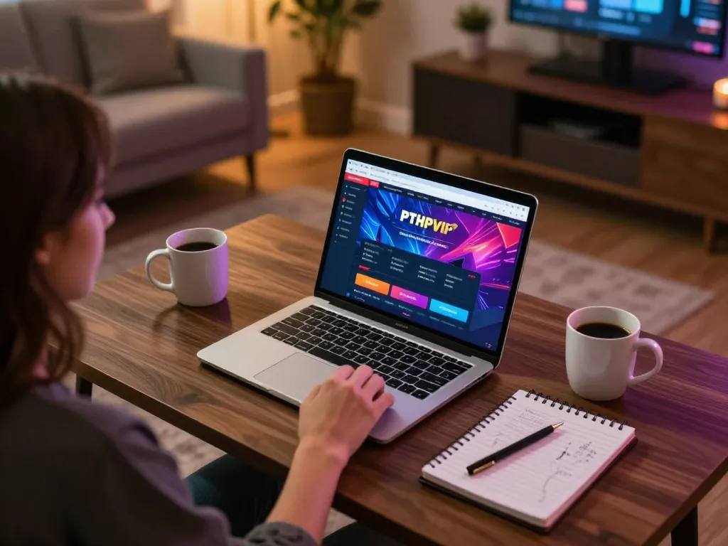 Engage with PHPVIP's online gaming interface in a cozy setup, highlighting personal strategy notes.