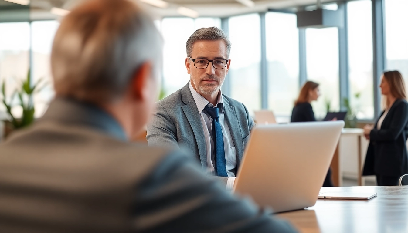 Headhunter Schweiz berät Kandidaten im modernen Büro über Karrierechancen