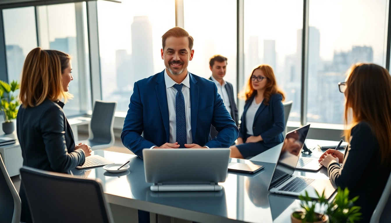 Headhunter Schweiz berät Kunden in einem modernen Büro mit dynamischem Ambiente.