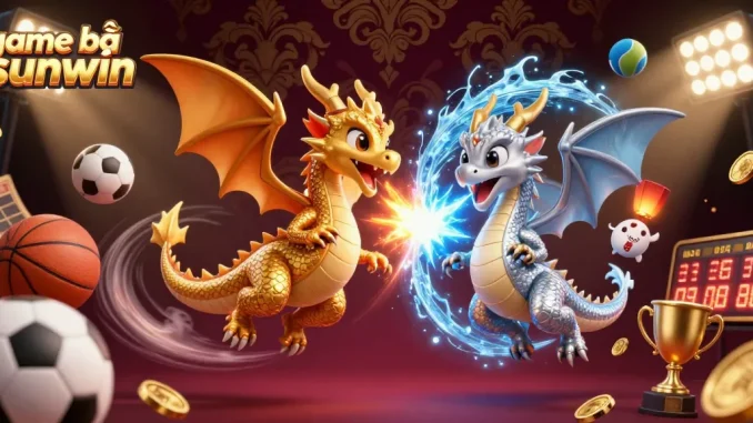 Engage in thrilling gameplay with game bài sunwin featuring dynamic dragons, sports elements, and a lavish backdrop.